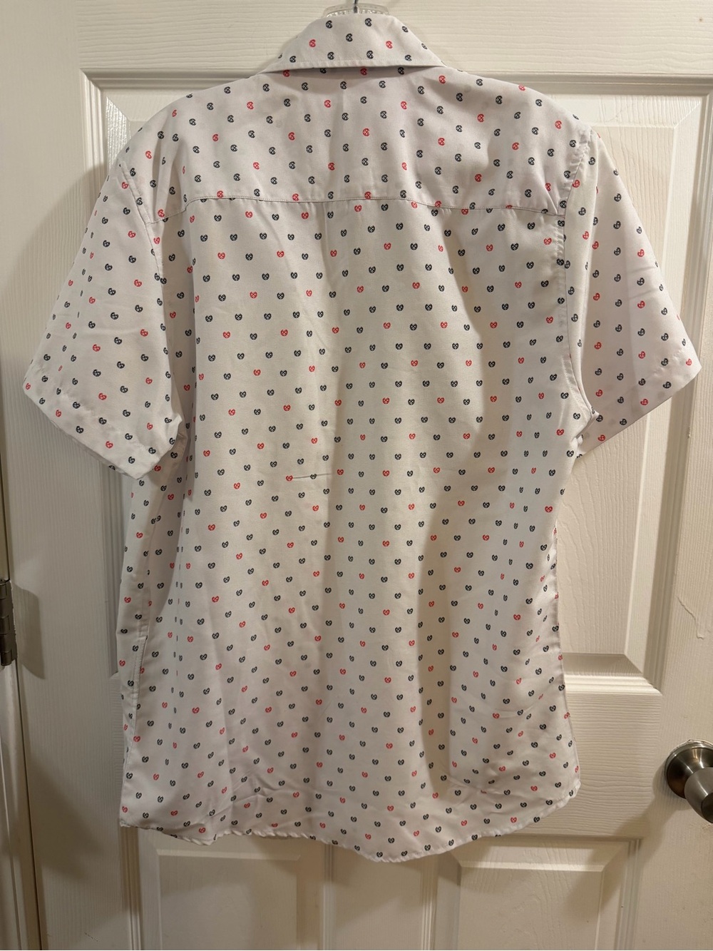DIXXON White Short-Sleeve Button-Down Shirt with Red & Navy Design Print - Picture 5 of 5